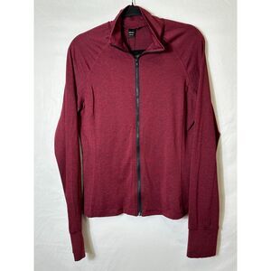 Shein SXY Women's Burgundy Marled Full Zip Lightweight Jacket Thumb Holes SZ XL